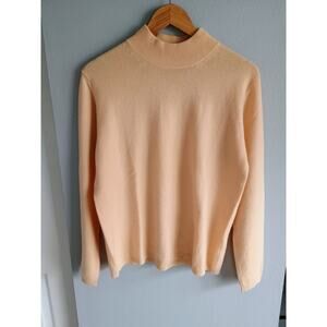 Neiman Marcus 100% cashmere sweater XL light coral peach quiet Luxury soft cozy